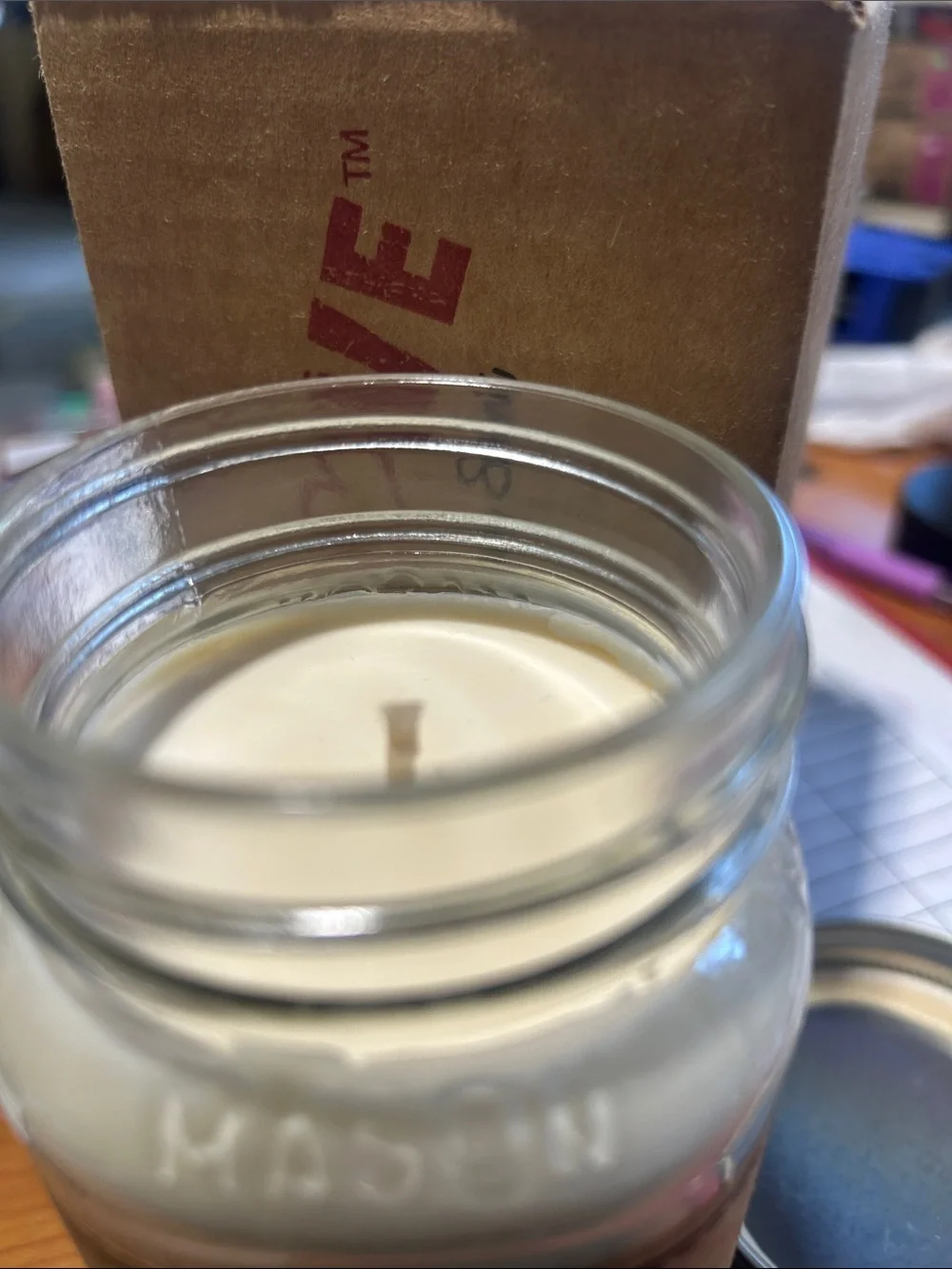 Mason CandleLove Pina Colada Candle in Cream with Brown Lid